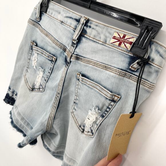 Machine NEW Women's Distressed Shorts Frayed Hem Light Denim Wash Size M/28 Blue - Picture 5 of 9
